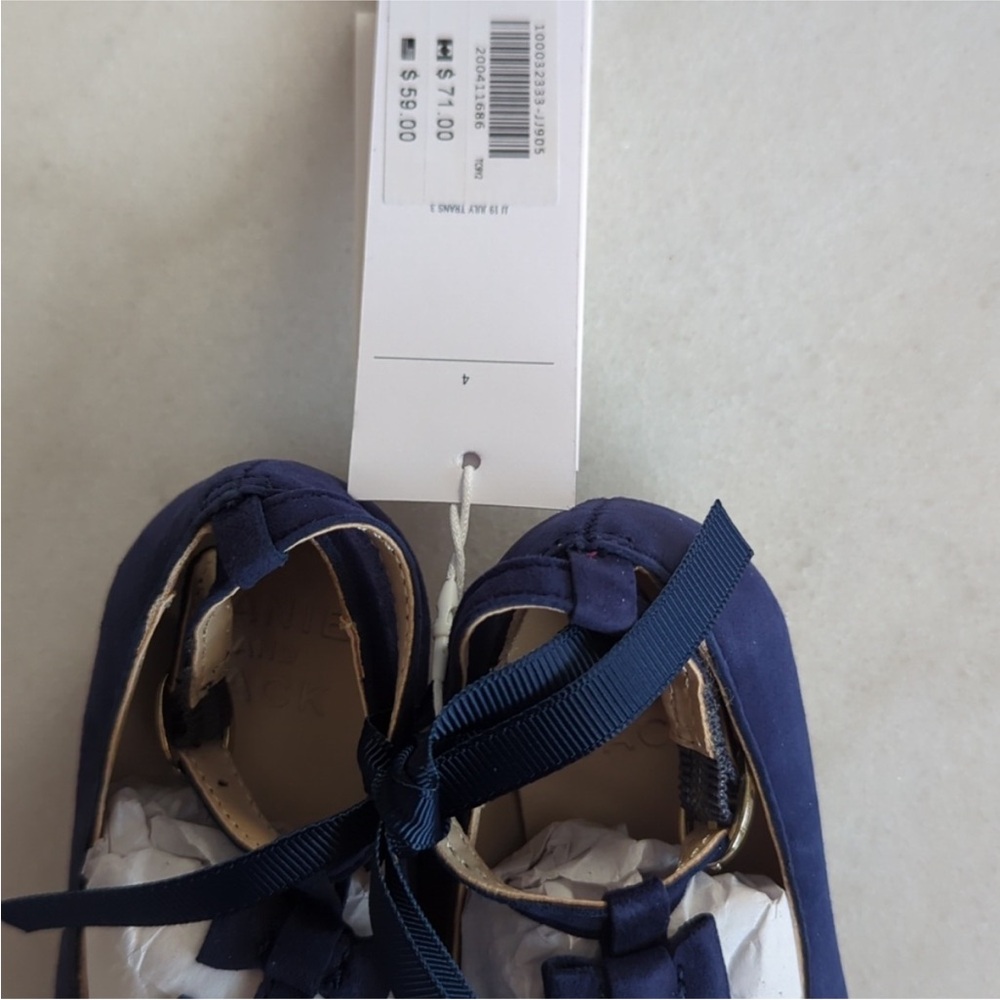 BRAND NEW WITH TAGS Janie and Jack - Blue Bow Baby Shoes - Toddler Size 4 - Picture 3 of 6